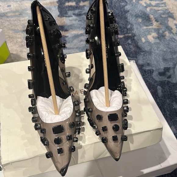 Good American Light Smoke Jeweled Emma Heel